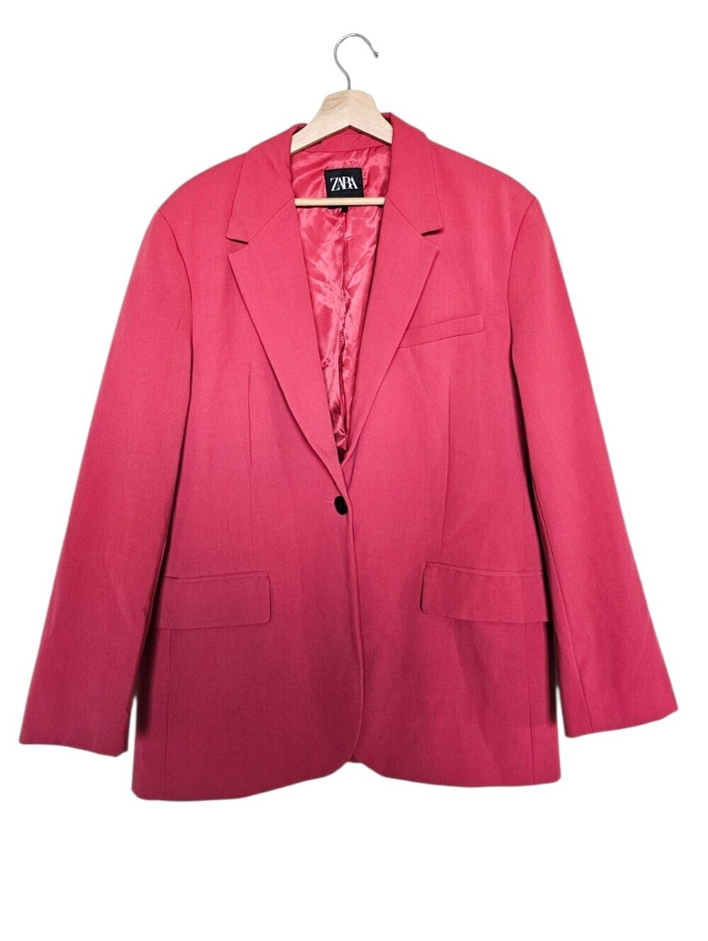 Zara Rose-Pink Single-Button Blazer Jacket Size XL